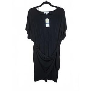 MICHAEL KORS Womens Black Tie Unlined Gathered Elastic Waist XL